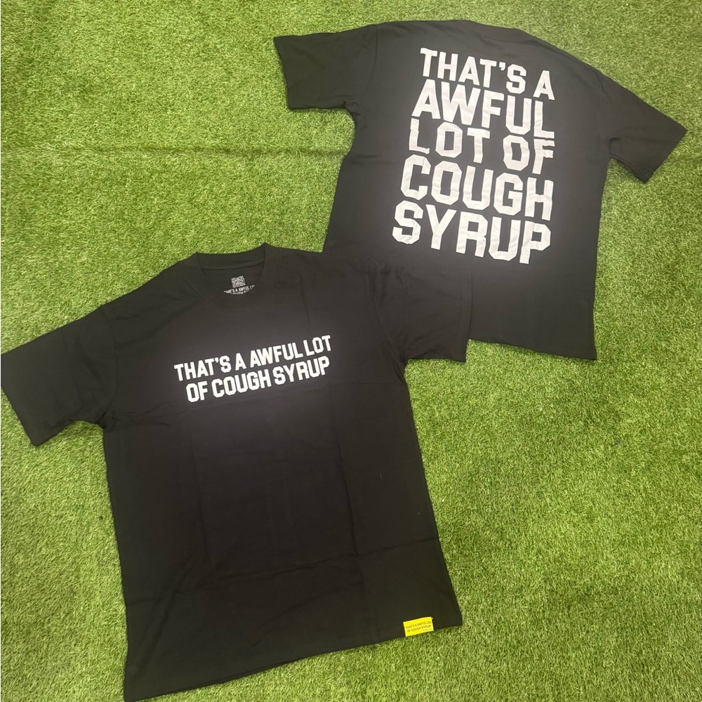 Black Short-Sleeve Graphic Tee - "That's A Awful Lot Of Cough Syrup" size L